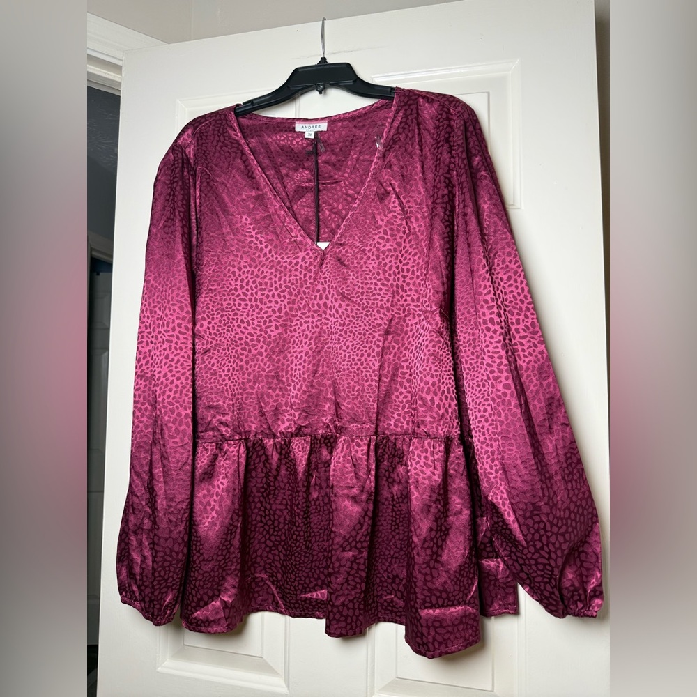 Andree By Unit‎ Bordeaux Babydoll Magenta Women's Blouse